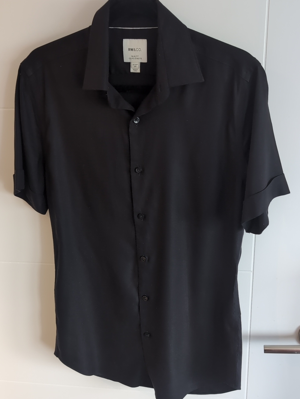 RW&CO. Men's Black Slim Fit Dress Shirt | Size Small (14–14.5 Neck)